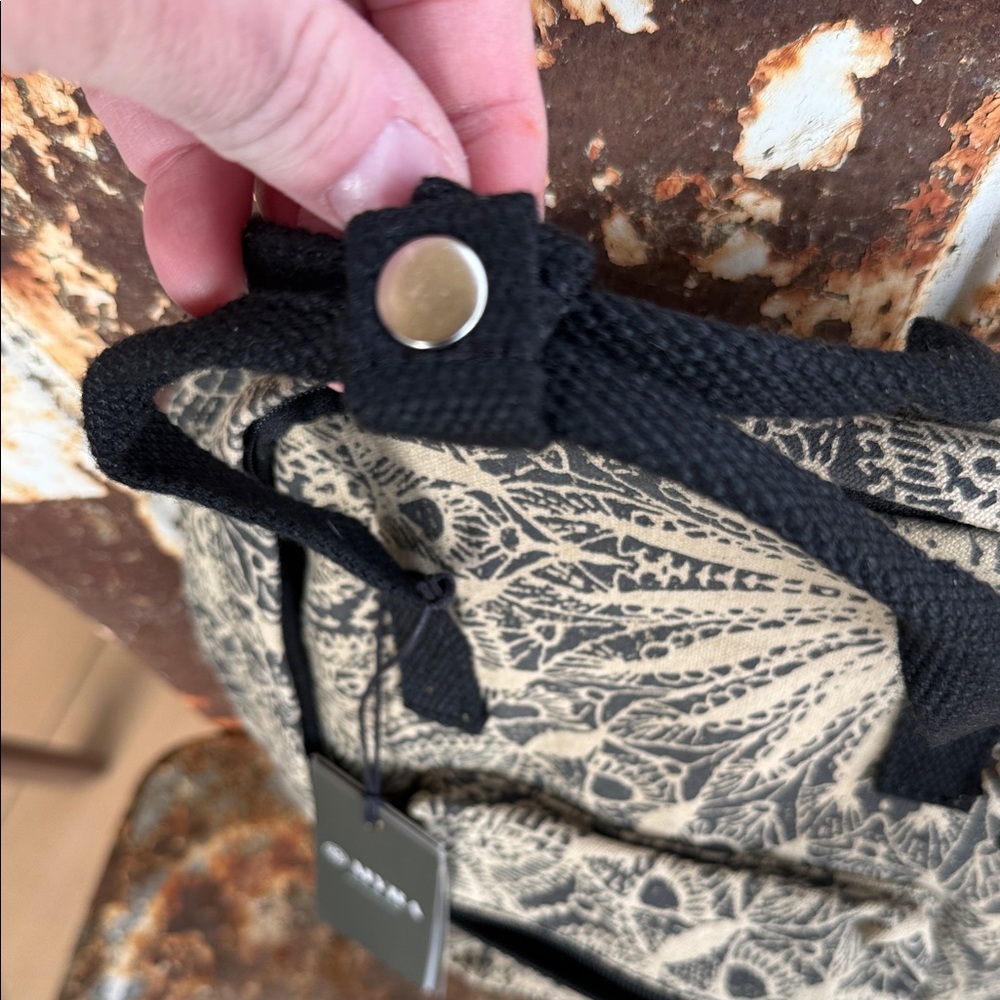Myra Bag Juniper Bloom (in Desert Aloe) Floral Beige/Black Canvas Backpack Tote - Picture 9 of 12